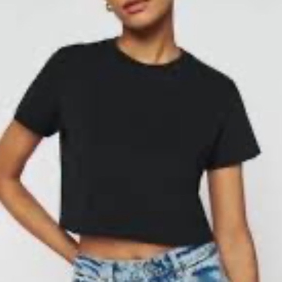 Reformation Black Cropped Tissue Tee XS - Picture 1 of 7